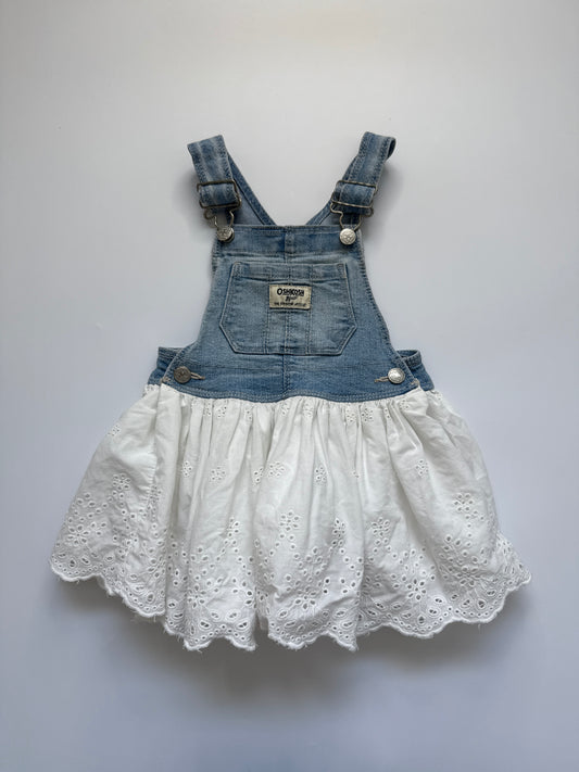 OshKosh Denim Broderie Skirt Dungaree Dress (18M)