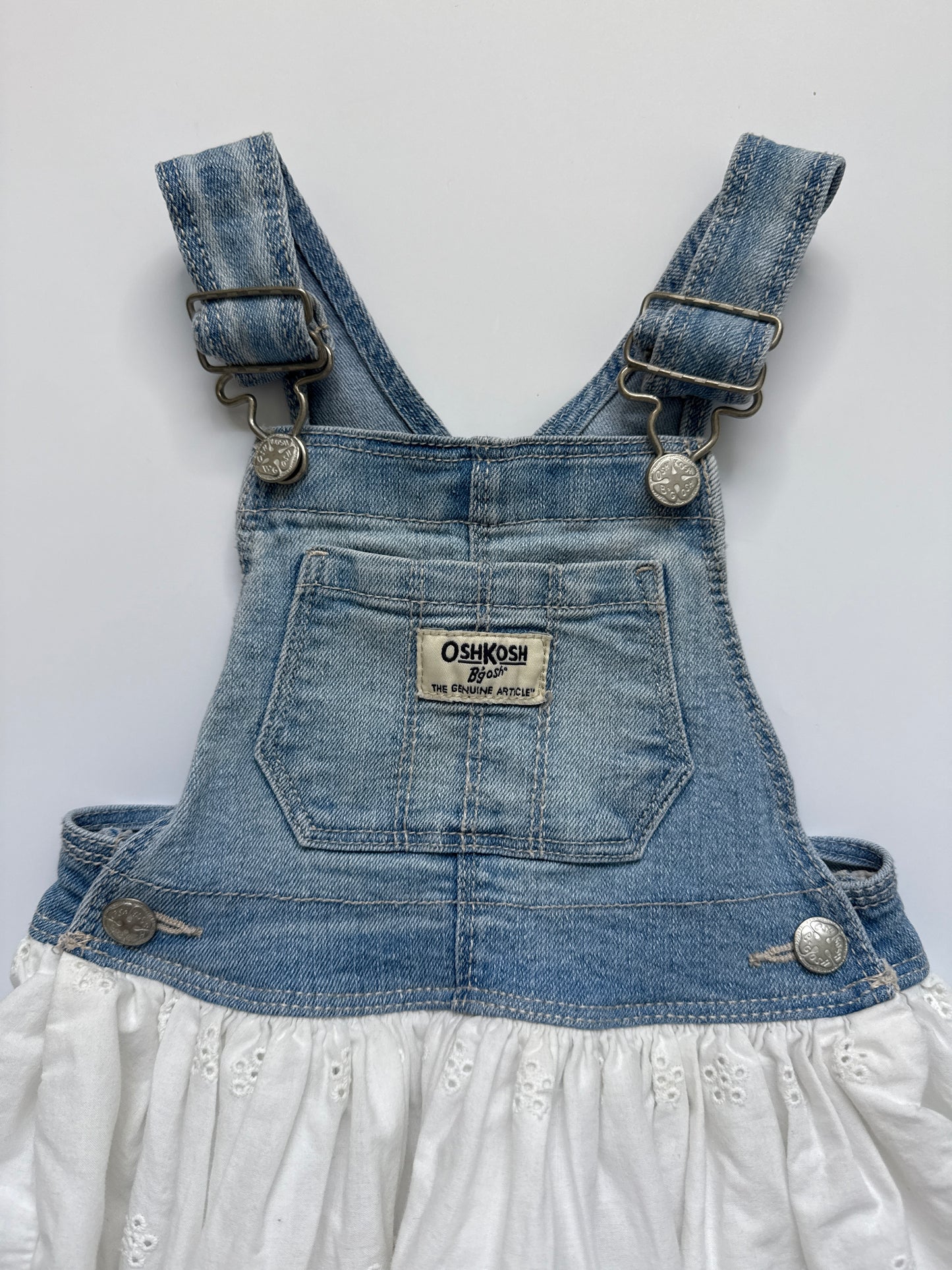OshKosh Denim Broderie Skirt Dungaree Dress (18M)