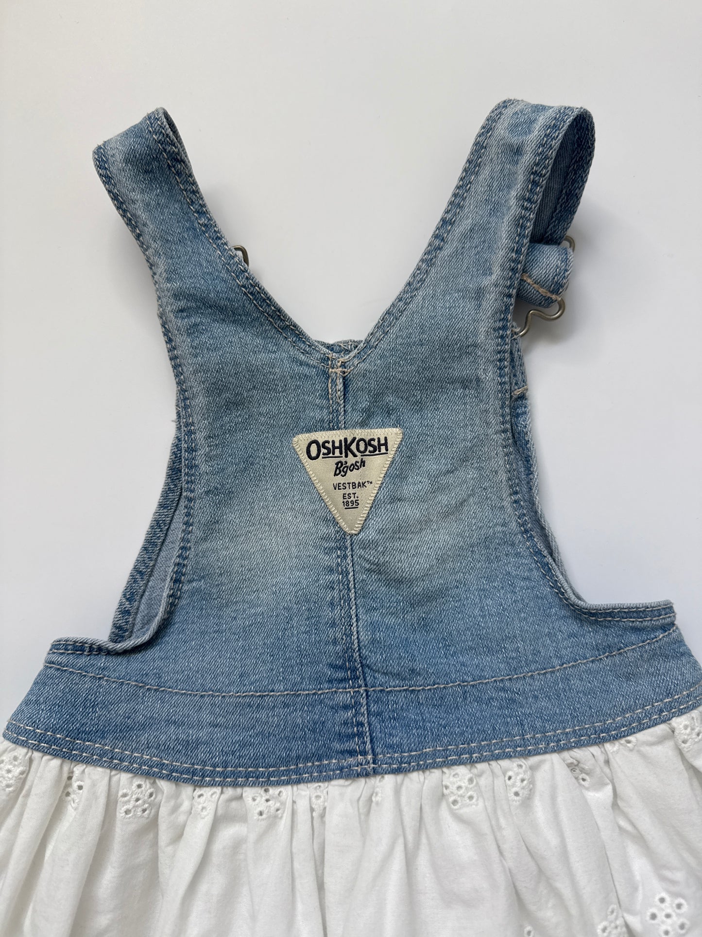 OshKosh Denim Broderie Skirt Dungaree Dress (18M)