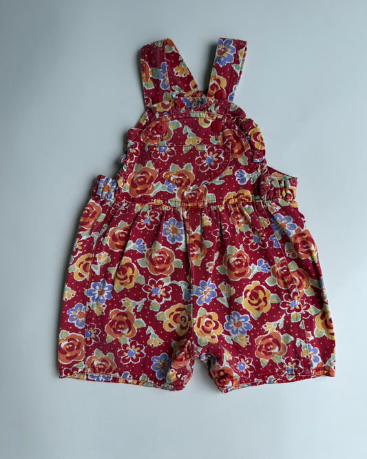 Vintage Adams Floral Short Dungarees 9-12M
