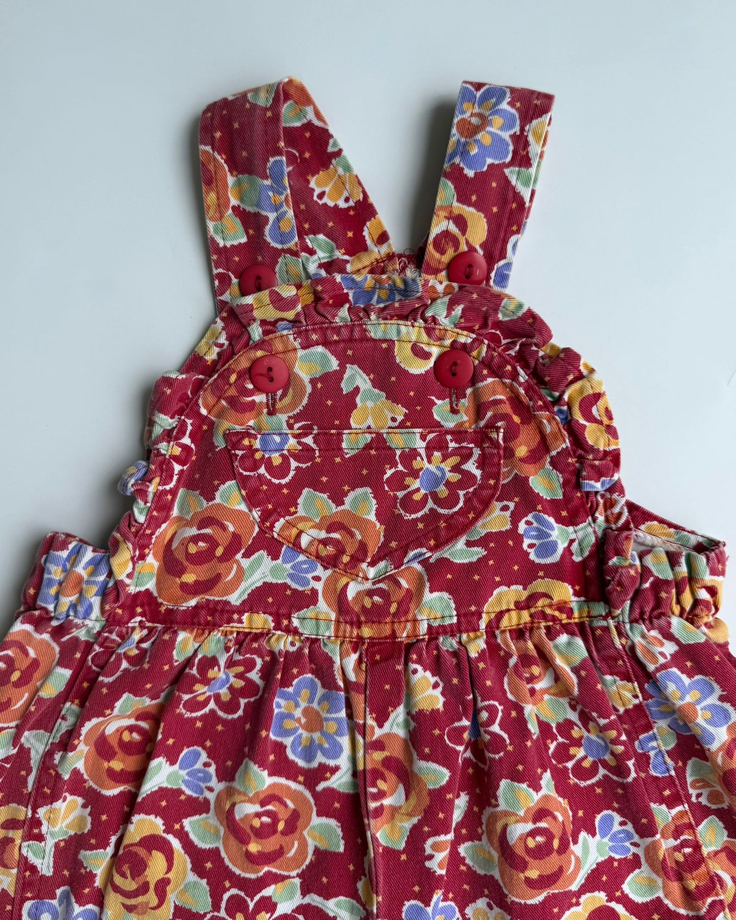 Vintage Adams Floral Short Dungarees 9-12M
