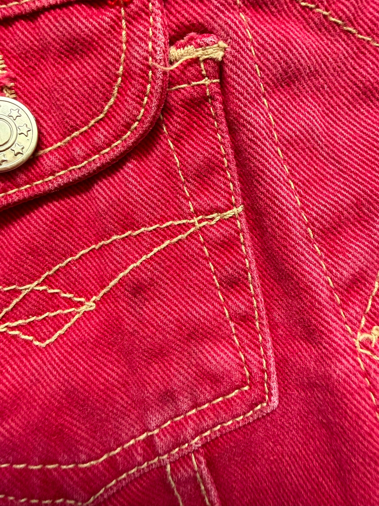 Vintage Adams Kids Red Denim Jacket 2-3 Years 90s Y2K Retro