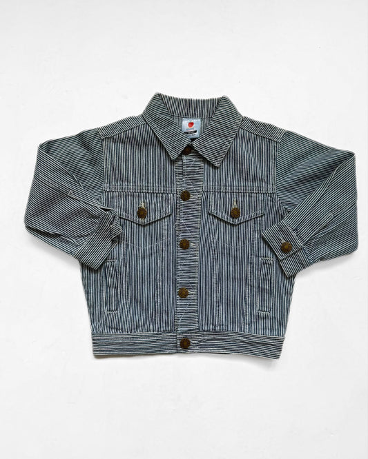Vintage Adams Kids Hickory Stripe Denim Jacket 3 Years Retro 90s