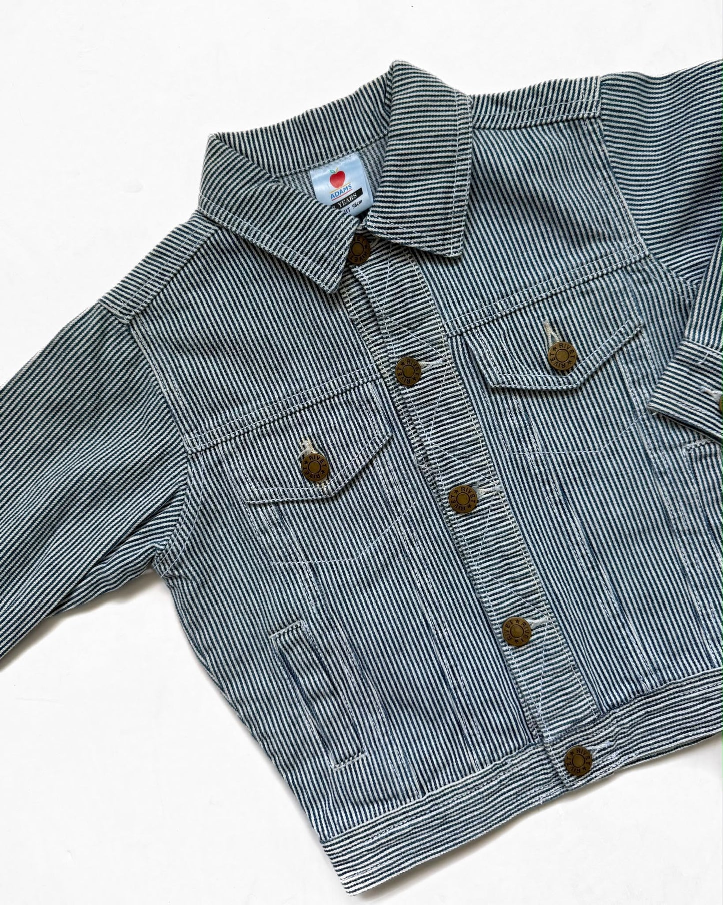 Vintage Adams Kids Hickory Stripe Denim Jacket 3 Years Retro 90s
