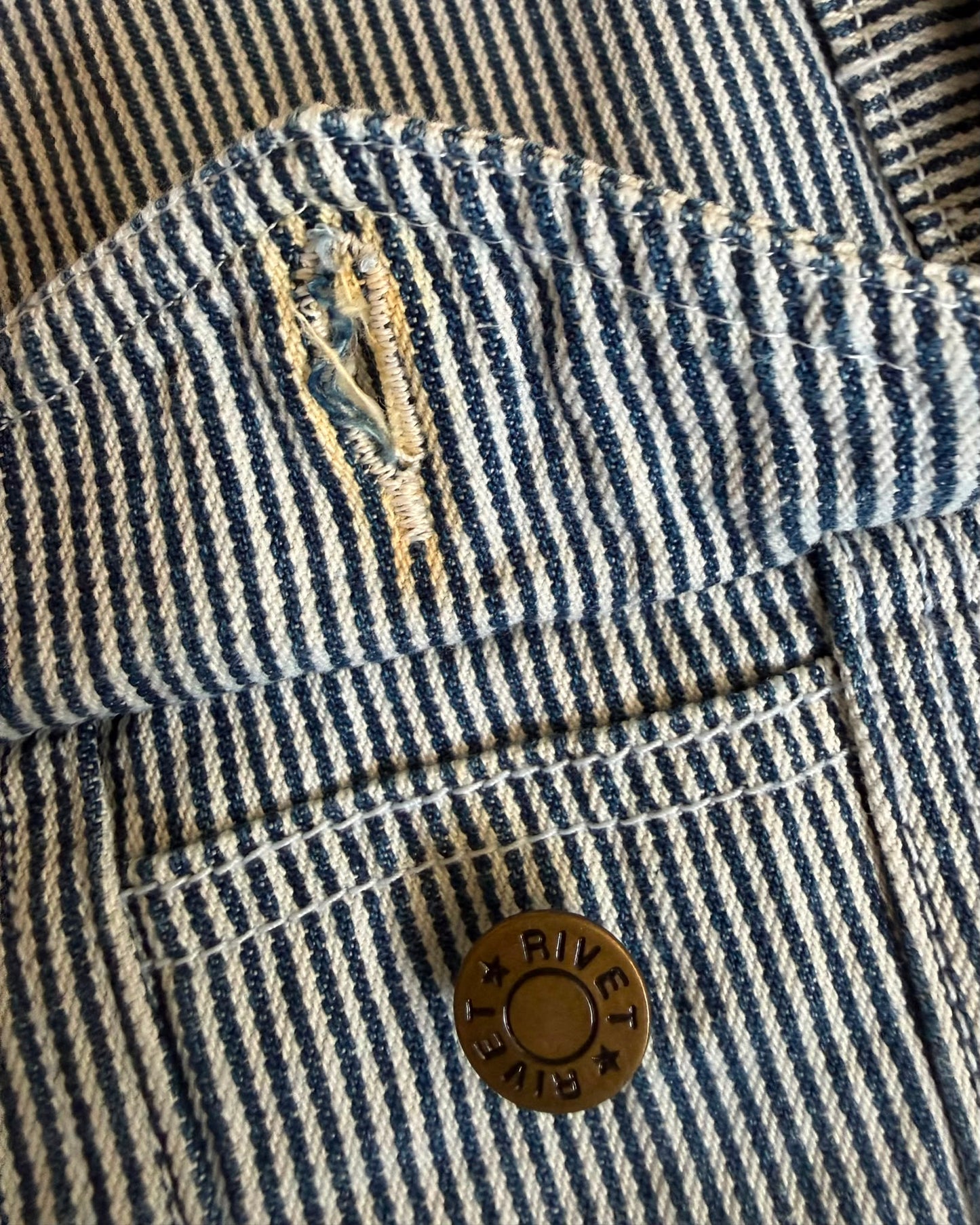 Vintage Adams Kids Hickory Stripe Denim Jacket 3 Years Retro 90s
