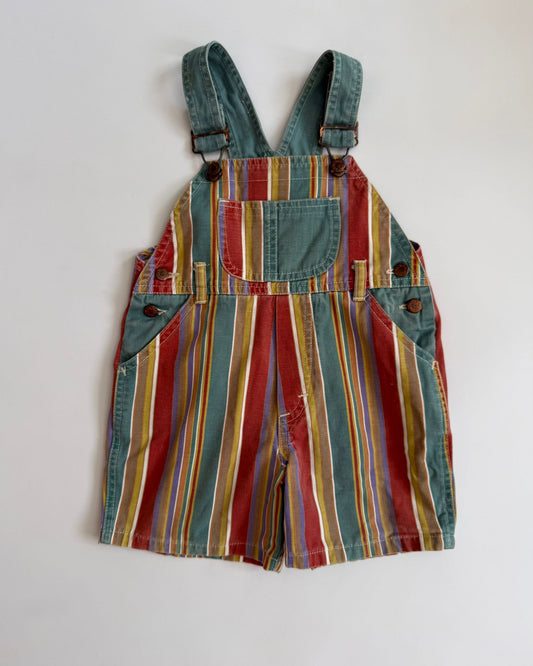 Vintage Boots Rainbow Stripe Short Dungarees 12-18M