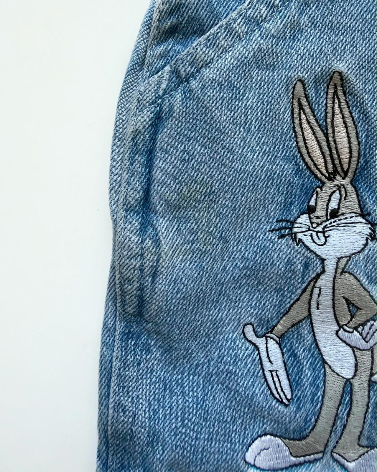 Vintage 1994 Warner Bros. Looney Tunes Bugs Bunny Denim Shortalls 12M