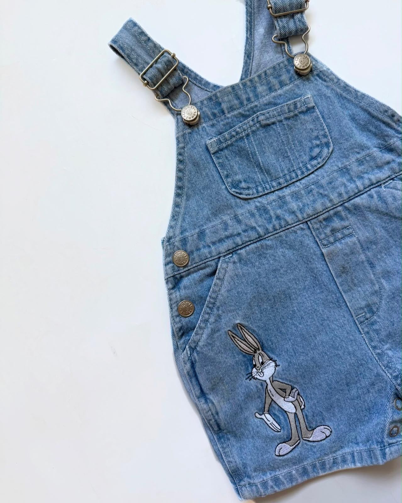 Vintage 1994 Warner Bros. Looney Tunes Bugs Bunny Denim Shortalls 12M