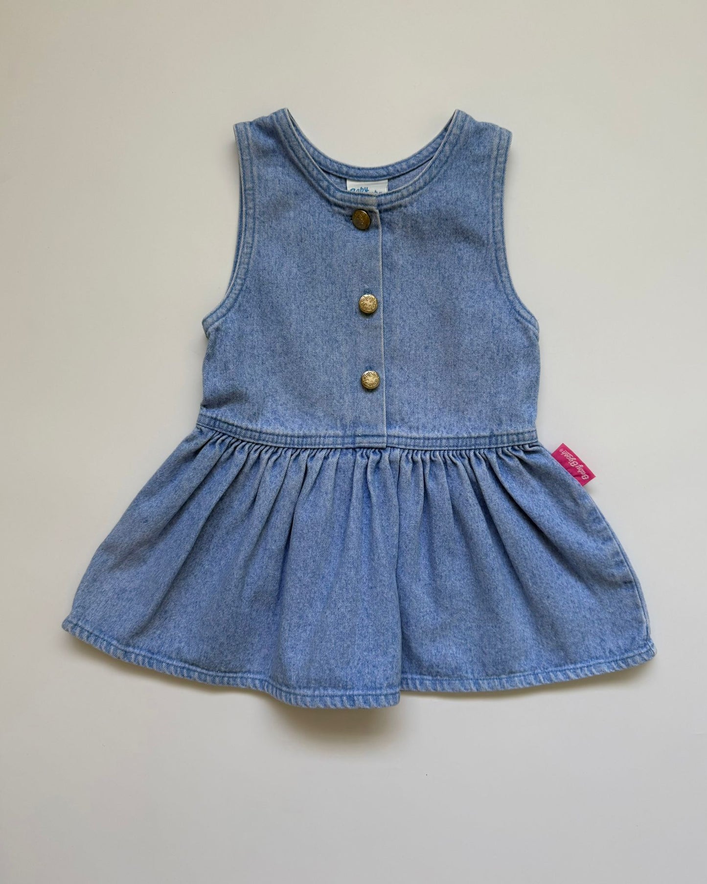 Vintage Baby B’gosh USA Denim Dress Light Wash Cotton (24M)