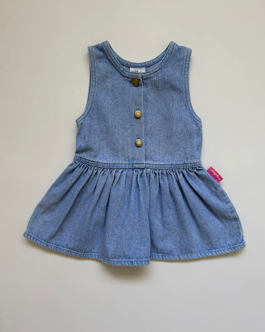 Vintage Baby B’gosh USA Denim Dress Light Wash Cotton (24M)
