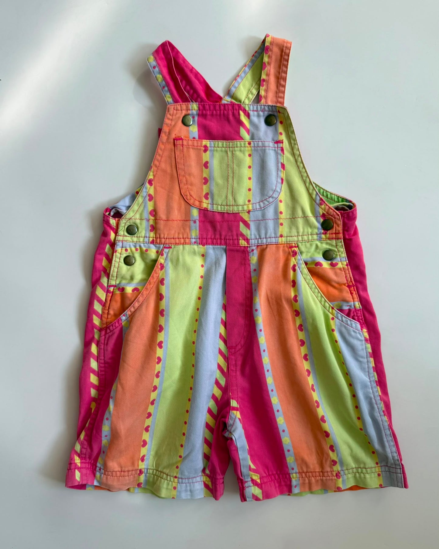 Vintage George Rainbow Stripe Dungaree Shorts 12-18 Months
