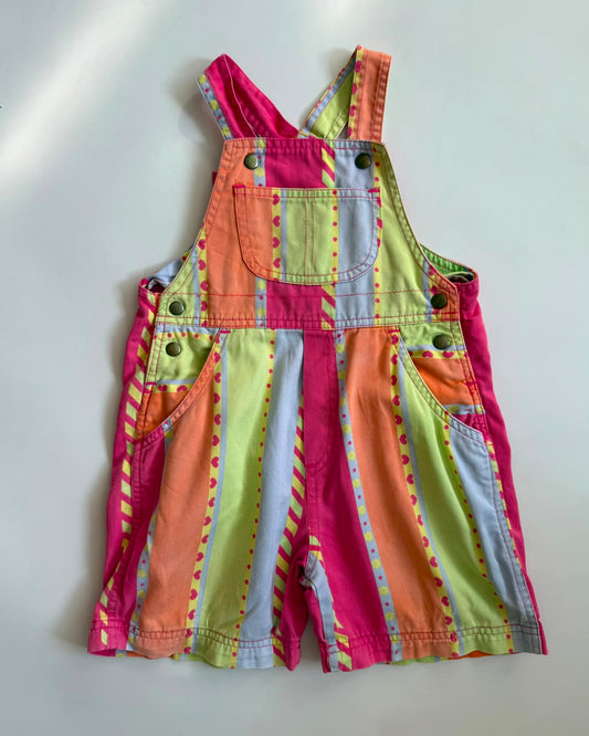 Vintage George Rainbow Stripe Dungaree Shorts 12-18 Months