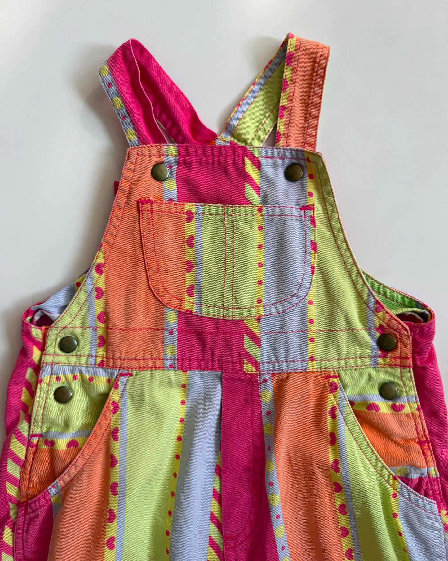 Vintage George Rainbow Stripe Dungaree Shorts 12-18 Months