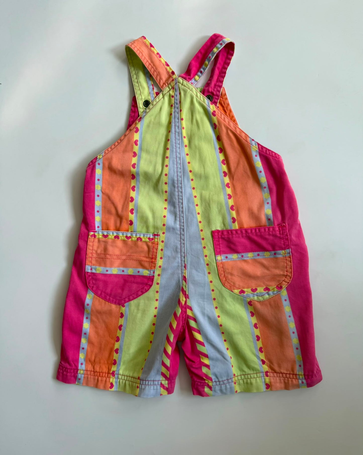 Vintage George Rainbow Stripe Dungaree Shorts 12-18 Months