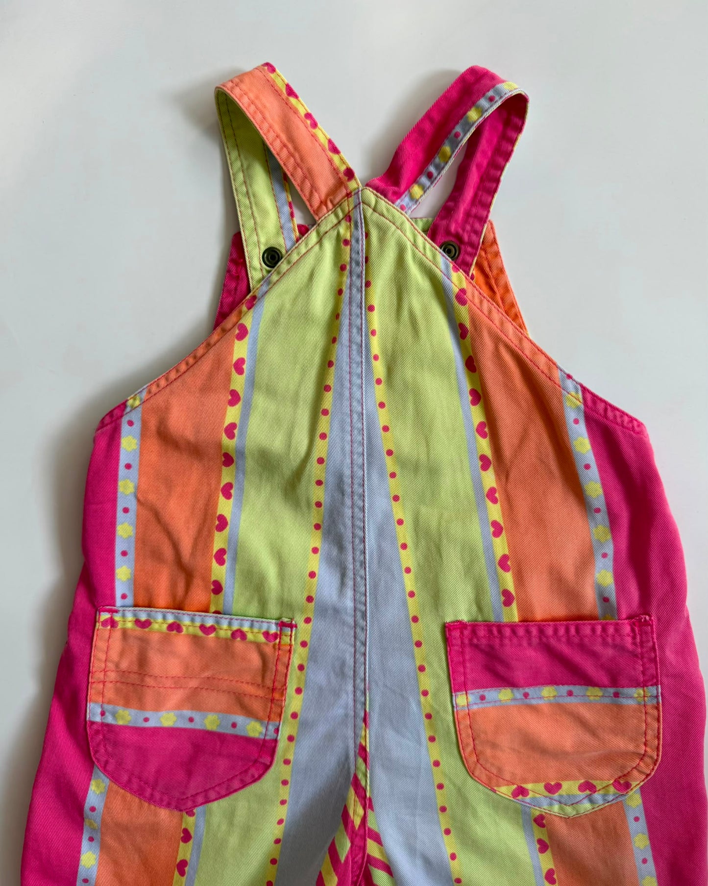 Vintage George Rainbow Stripe Dungaree Shorts 12-18 Months