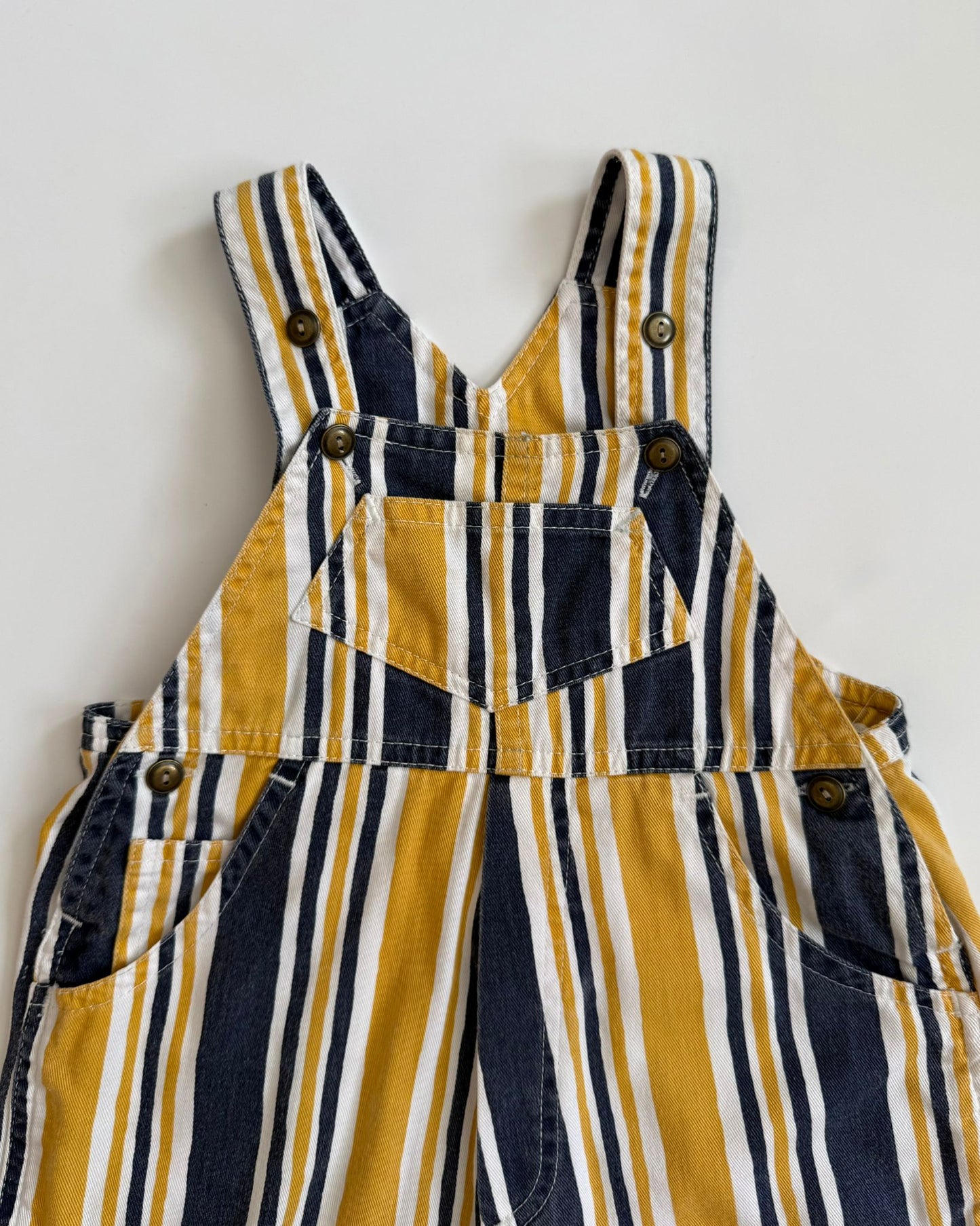 Vintage George Striped Cotton Shortalls 6-12 Months