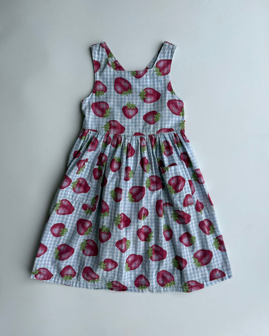 Angelina Strawberry Gingham Cotton Dress 6-7 Years Summer