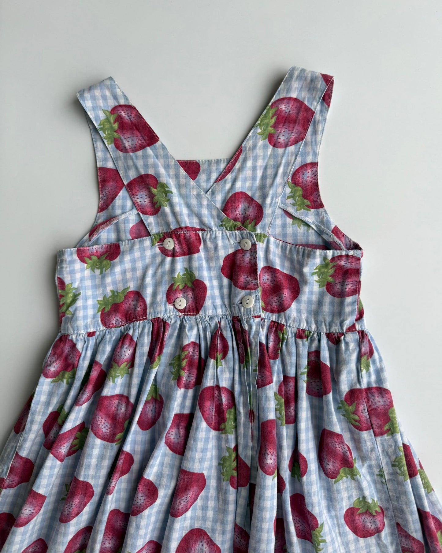 Angelina Strawberry Gingham Cotton Dress 6-7 Years Summer
