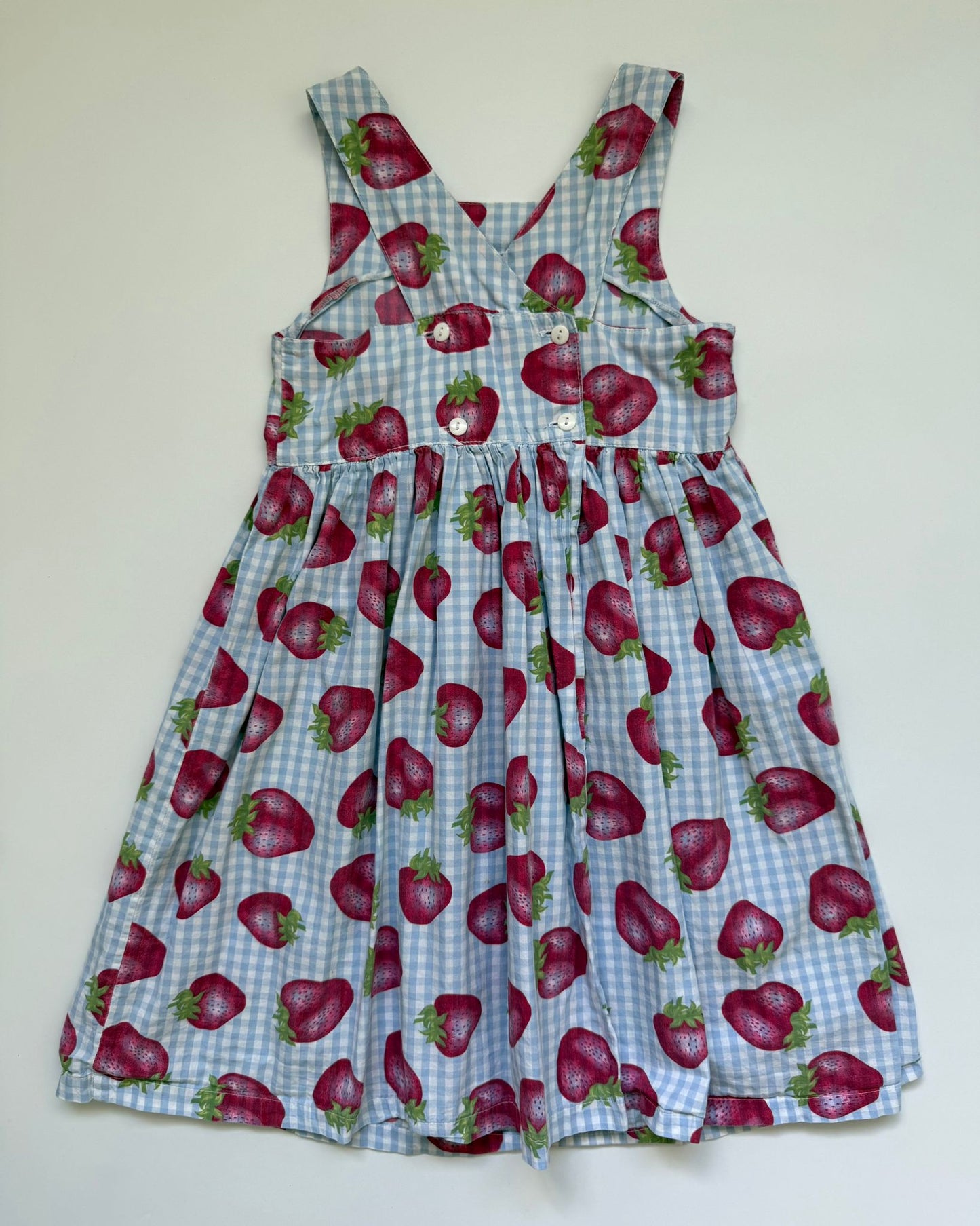 Angelina Strawberry Gingham Cotton Dress 6-7 Years Summer