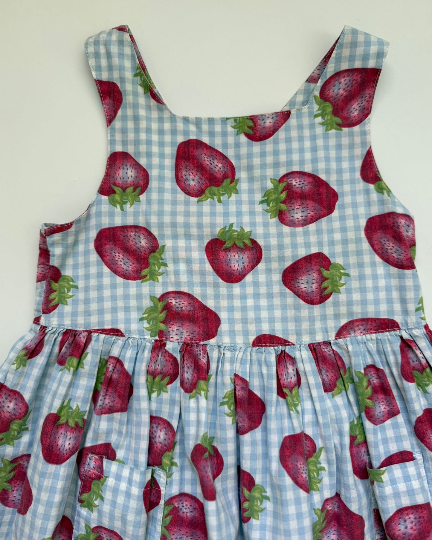 Angelina Strawberry Gingham Cotton Dress 6-7 Years Summer