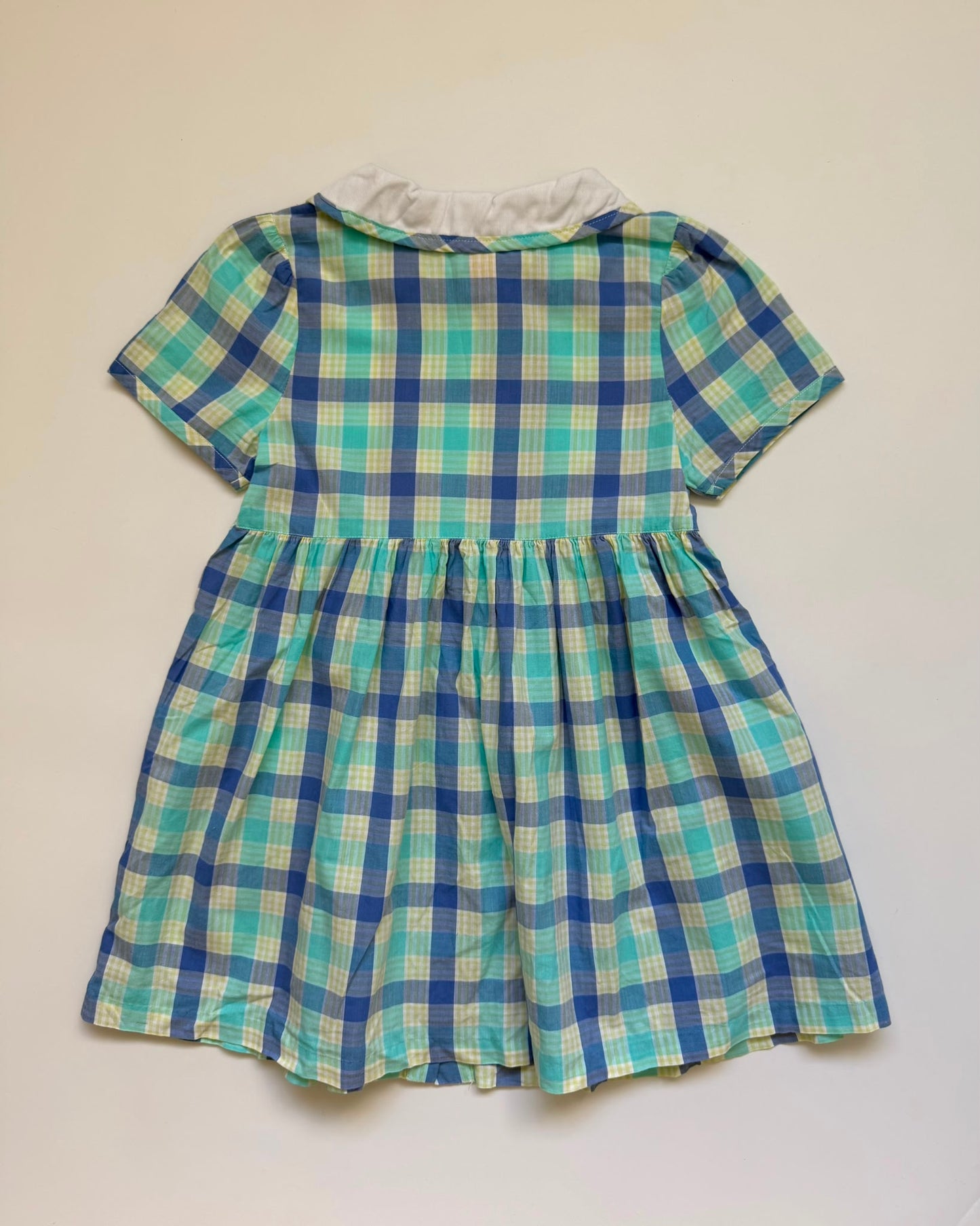 Vintage Gymboree Dress & matching Hat Blue Plaid Peter Pan Collar 4Y