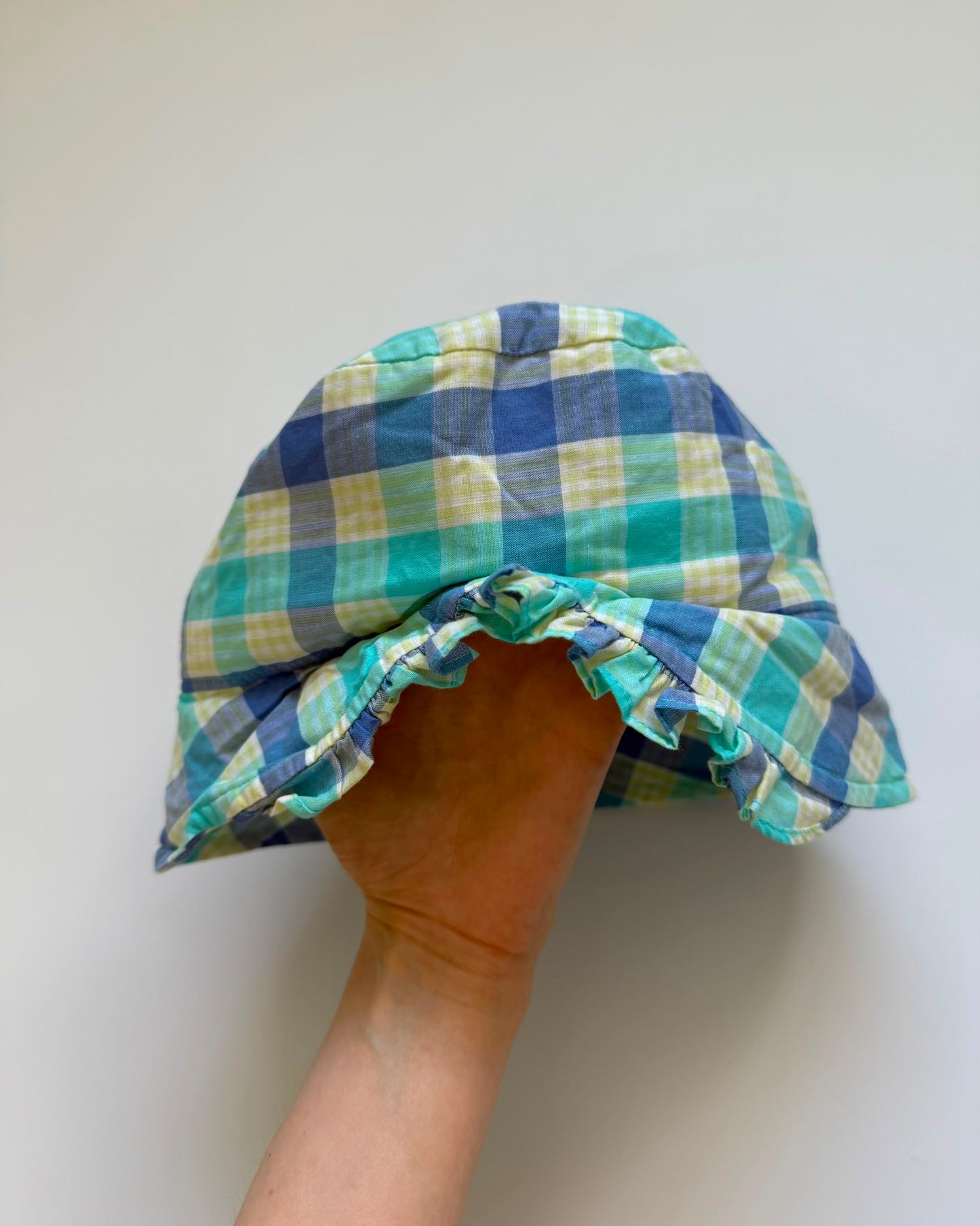 Vintage Gymboree Dress & matching Hat Blue Plaid Peter Pan Collar 4Y
