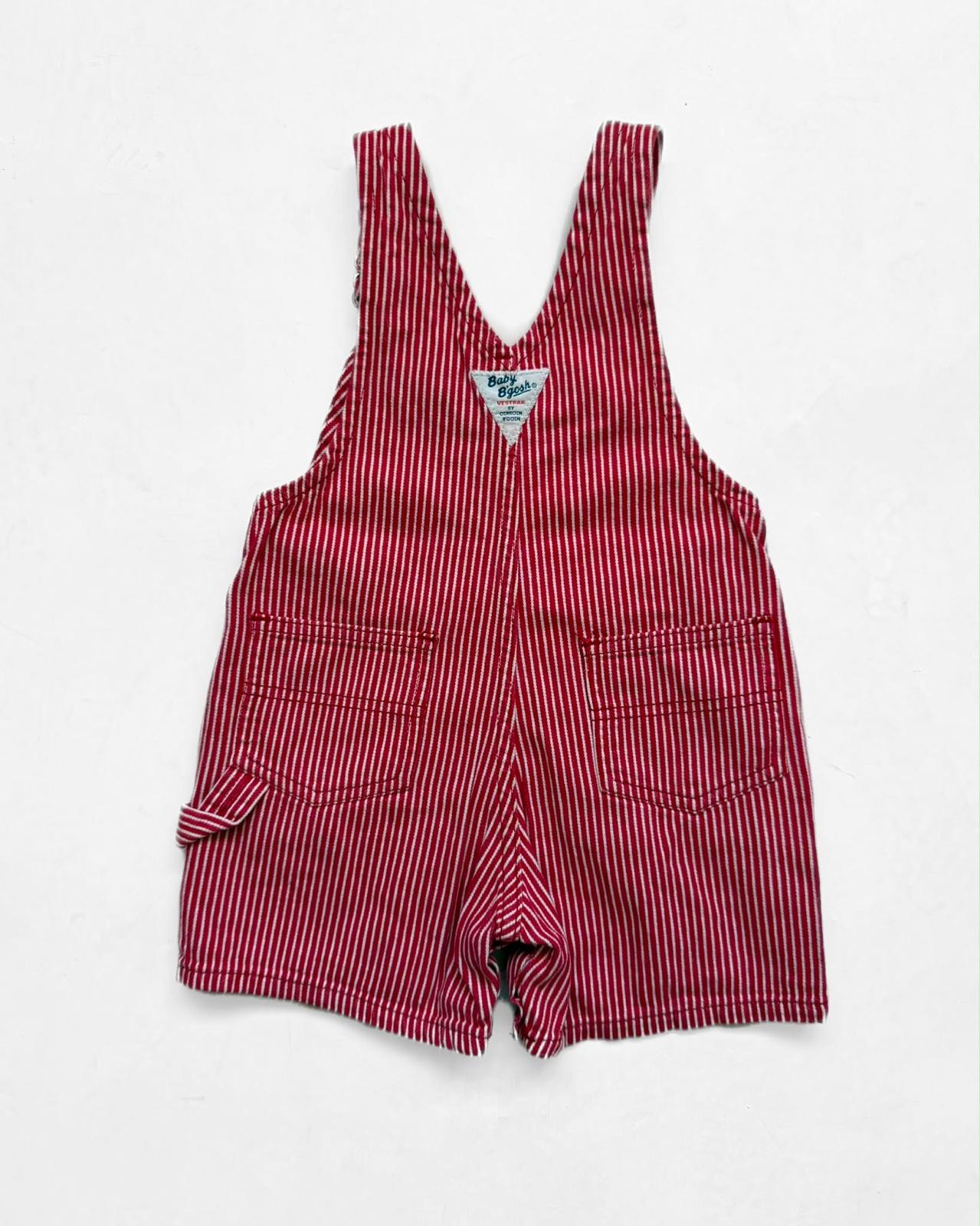 Vintage OshKosh B’Gosh Baby B’Gosh Red Hickory Stripe Shortalls Dungarees 18m