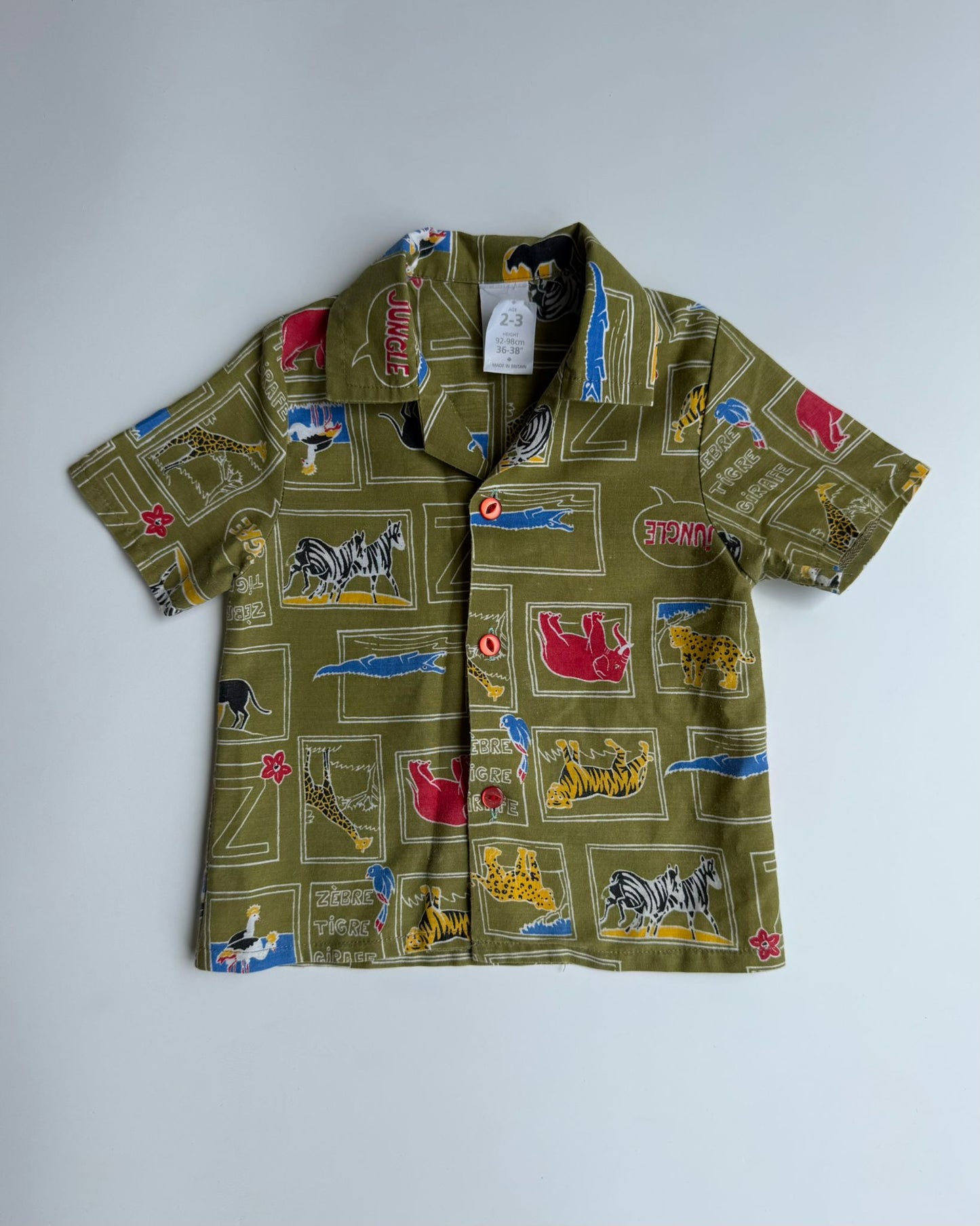 Vintage Jungle Safari Print Shirt 2-3Y