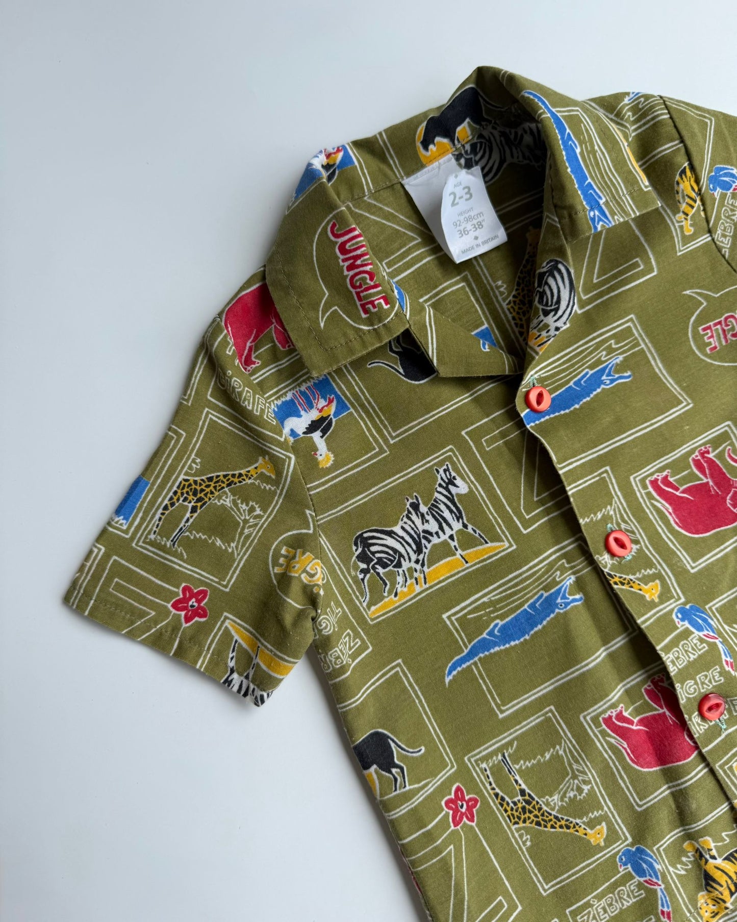 Vintage Jungle Safari Print Shirt 2-3Y