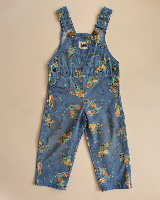 Vintage Lee Shark Print Dungarees 3 Years
