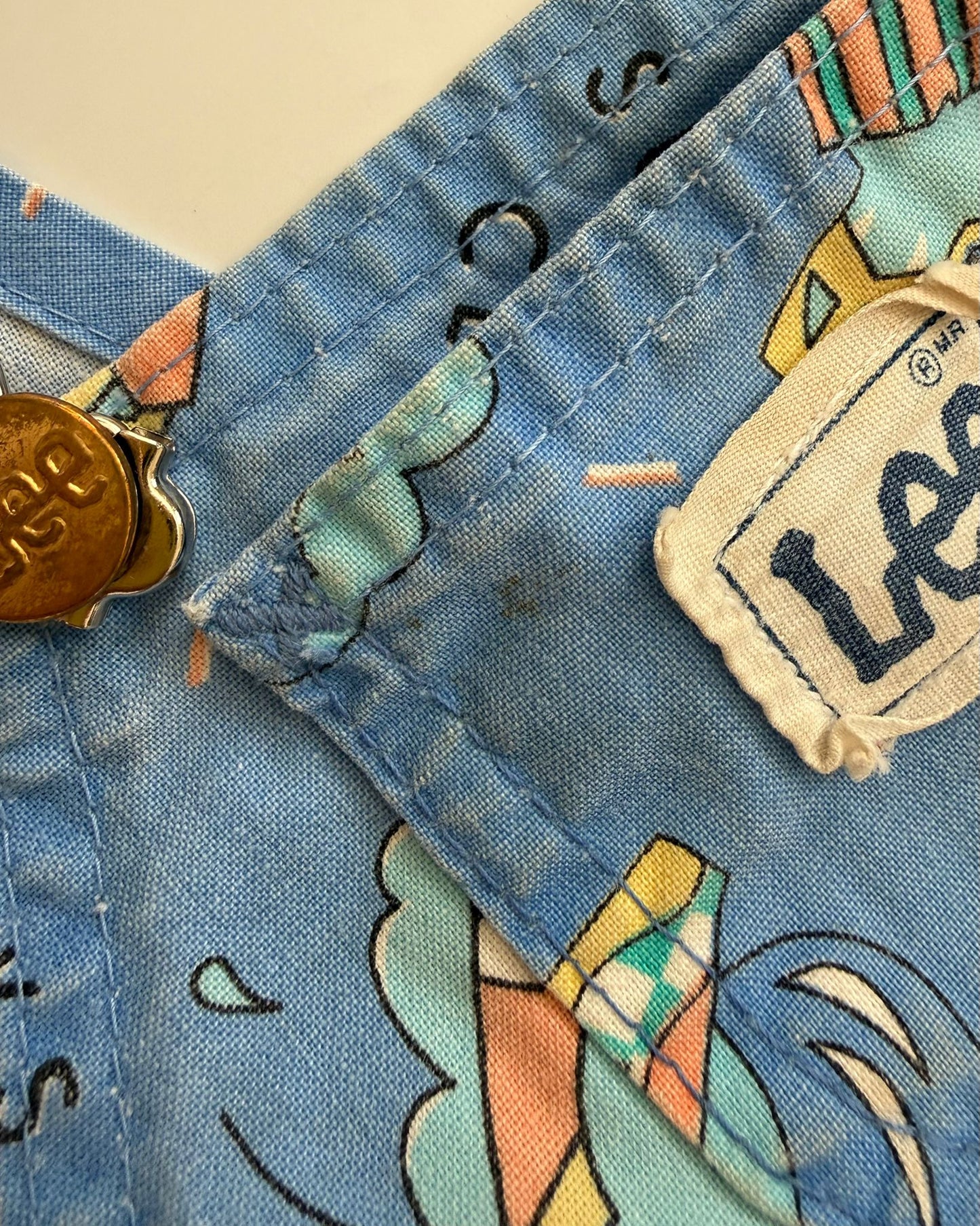 Vintage Lee Shark Print Dungarees 3 Years