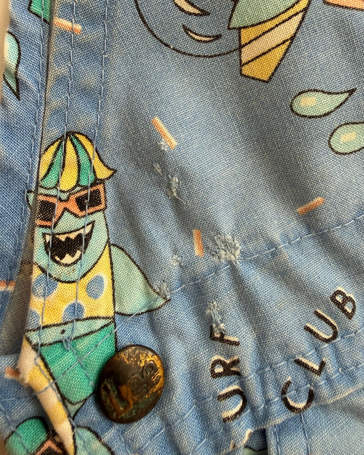 Vintage Lee Shark Print Dungarees 3 Years
