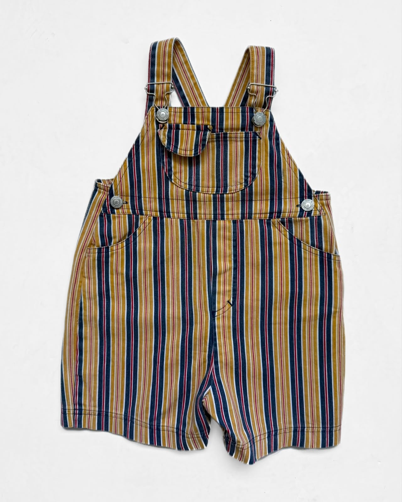 Vintage Mothercare Striped Short Dungarees Shortalls 3-4 Years Retro
