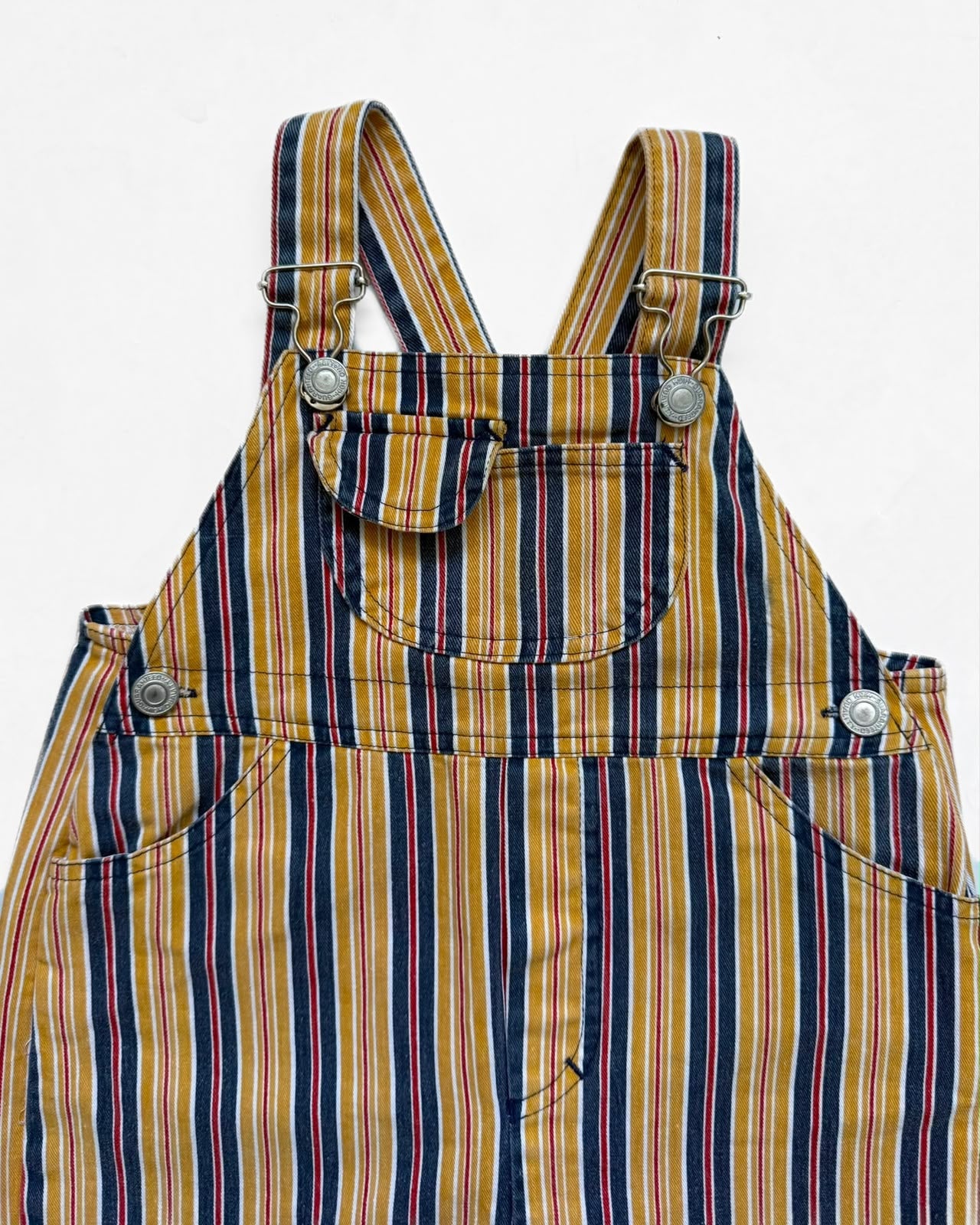 Vintage Mothercare Striped Short Dungarees Shortalls 3-4 Years Retro