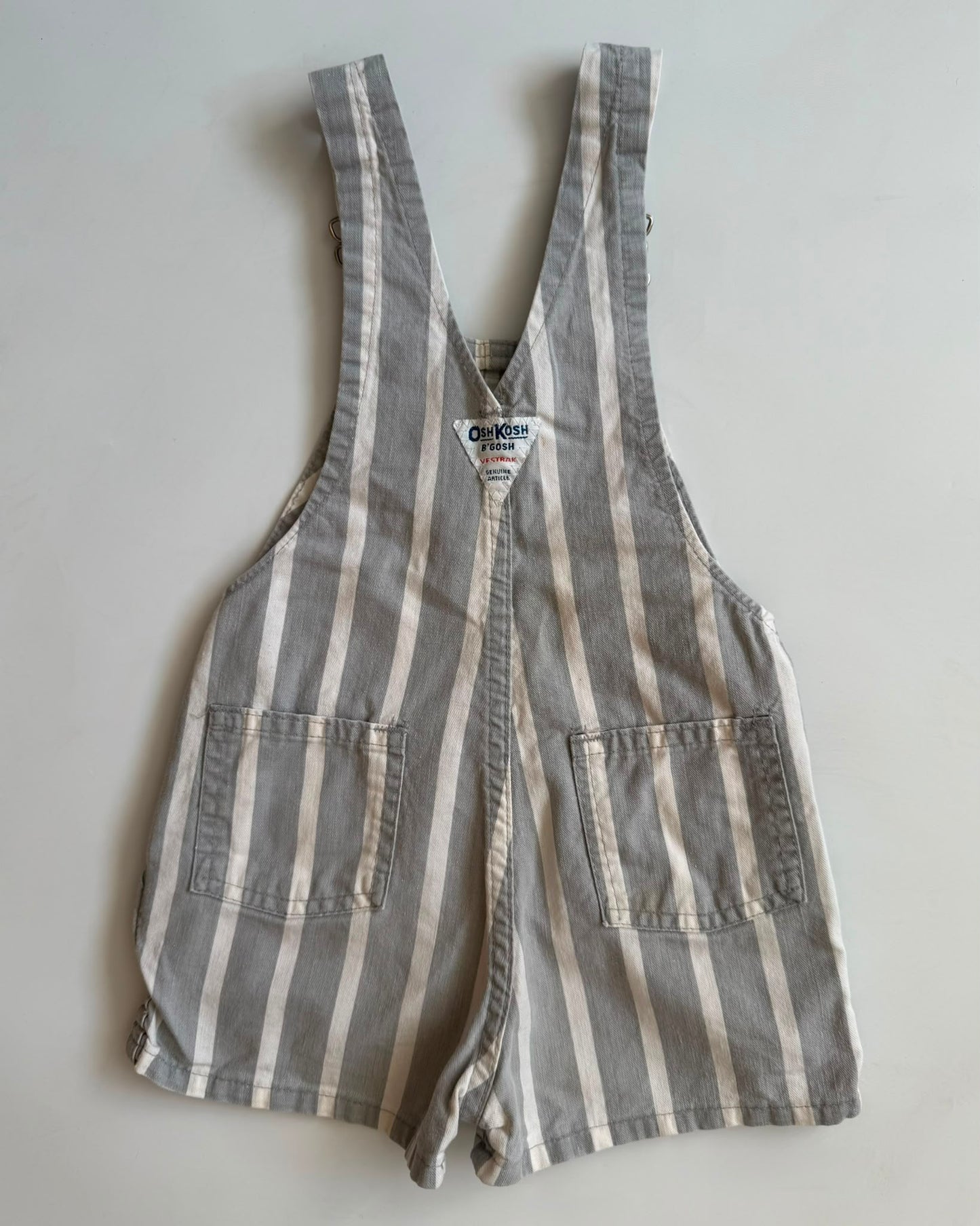 Vintage OshKosh B'Gosh Grey Stripe Shortalls 4T