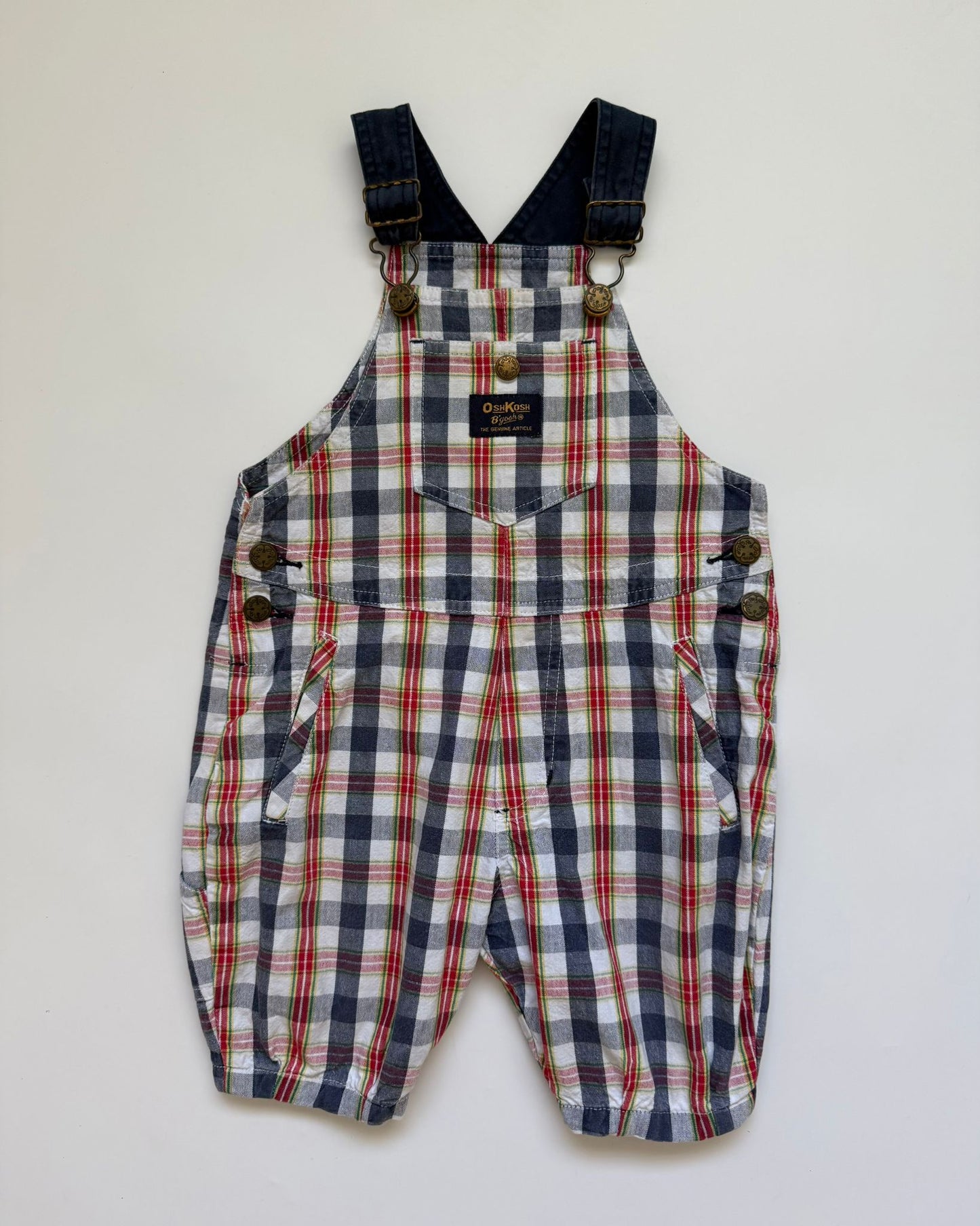 Vintage OshKosh B'gosh Plaid Dungarees 2Y