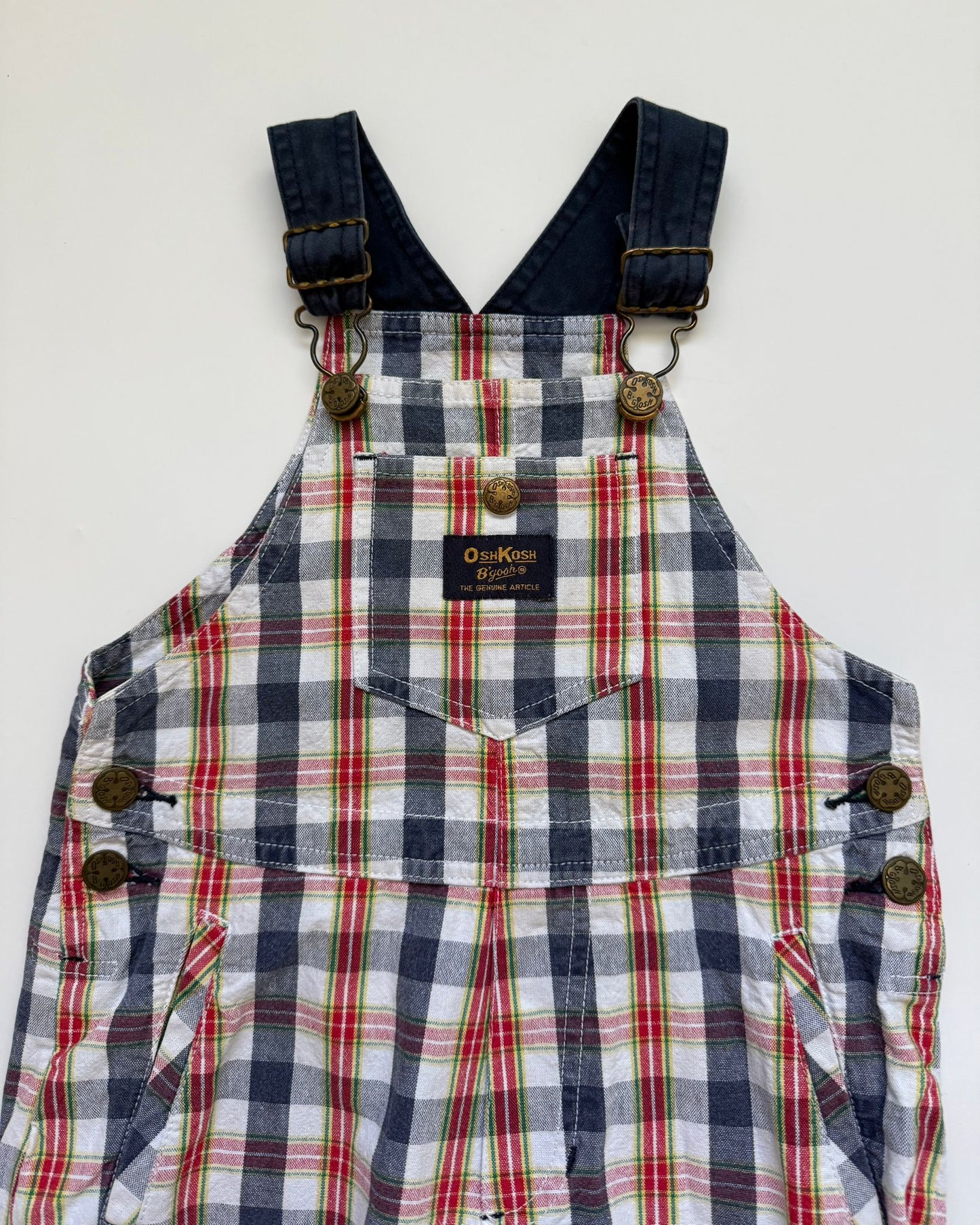 Vintage OshKosh B'gosh Plaid Dungarees 2Y