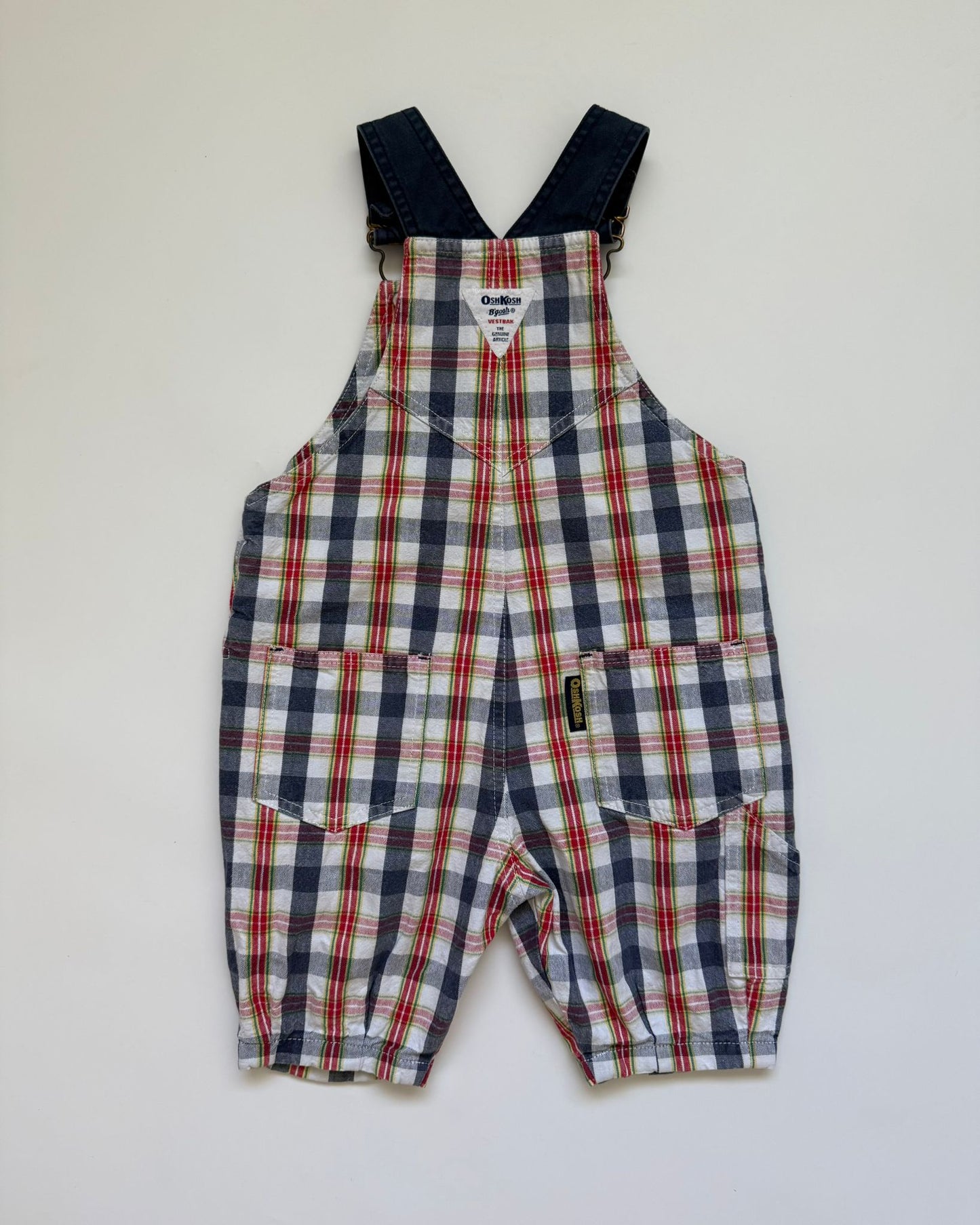Vintage OshKosh B'gosh Plaid Dungarees 2Y