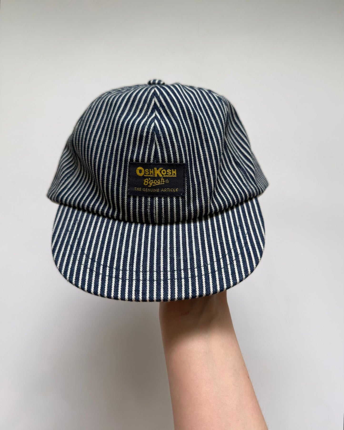 Vintage OshKosh B'gosh Blue Hickory Stripe Cap Hat