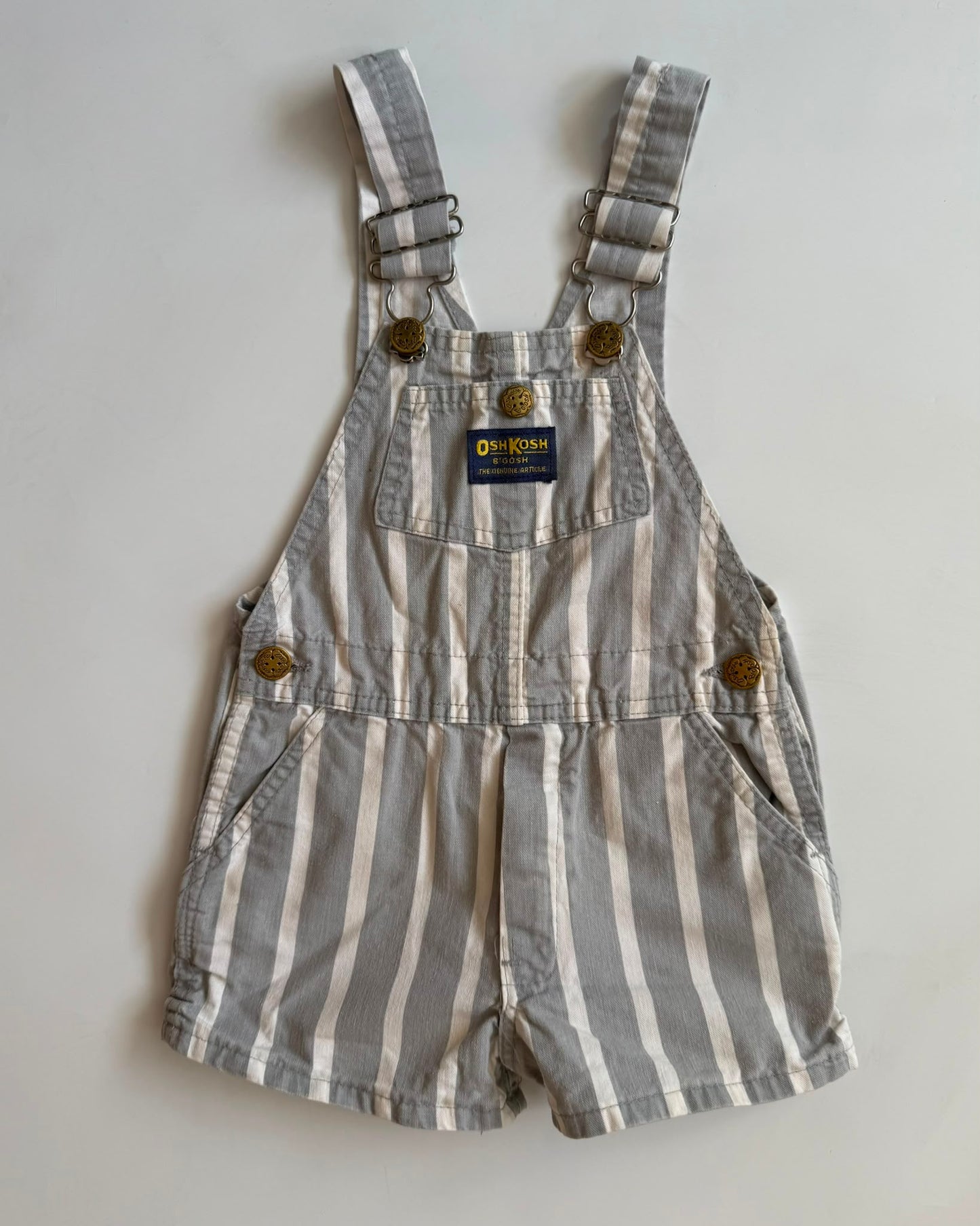 Vintage OshKosh B'Gosh Grey Stripe Shortalls 4T