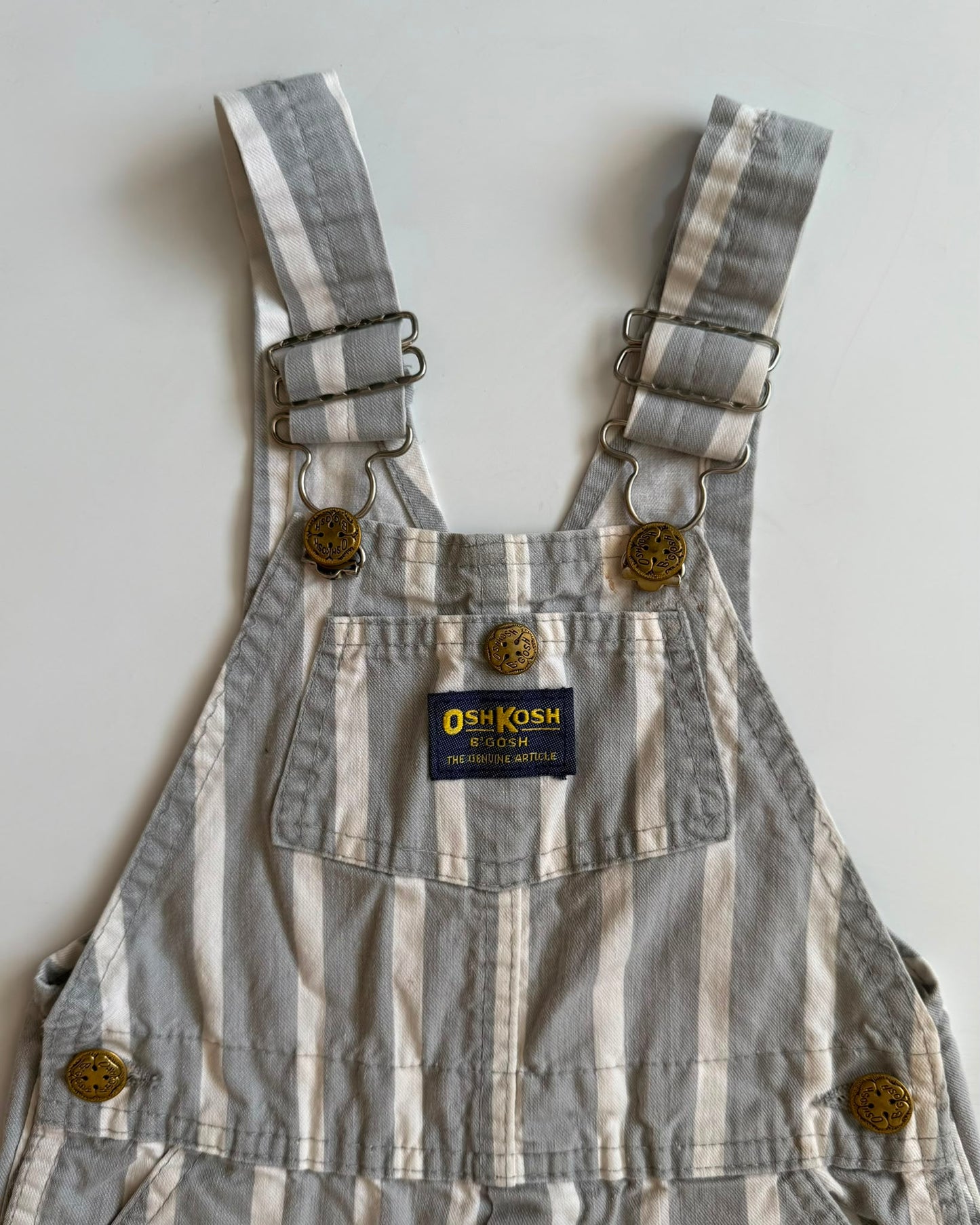 Vintage OshKosh B'Gosh Grey Stripe Shortalls 4T