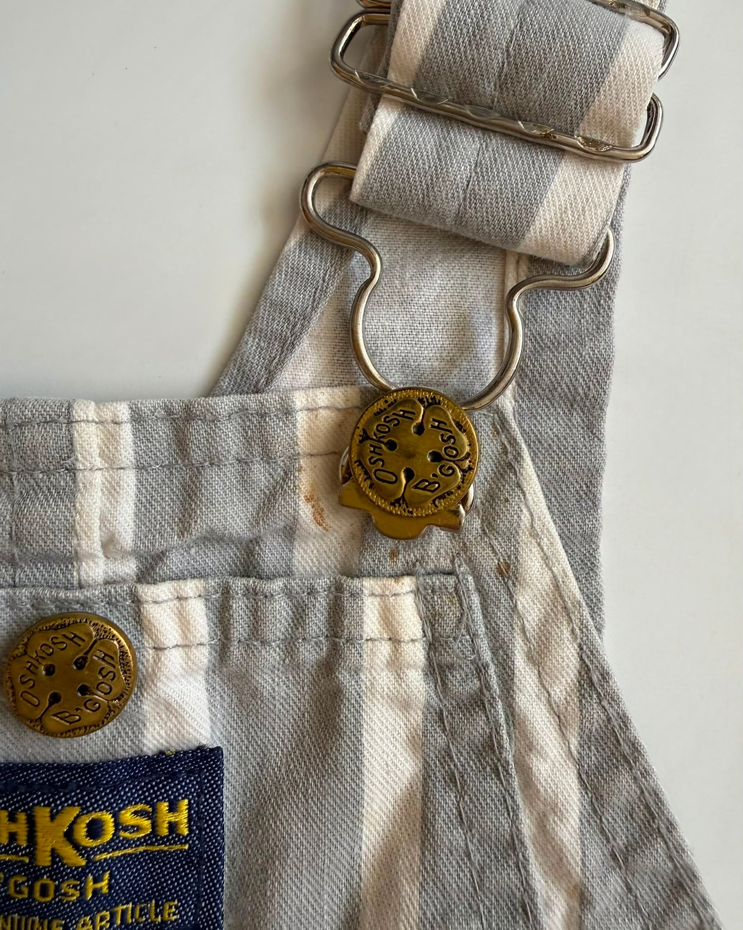 Vintage OshKosh B'Gosh Grey Stripe Shortalls 4T