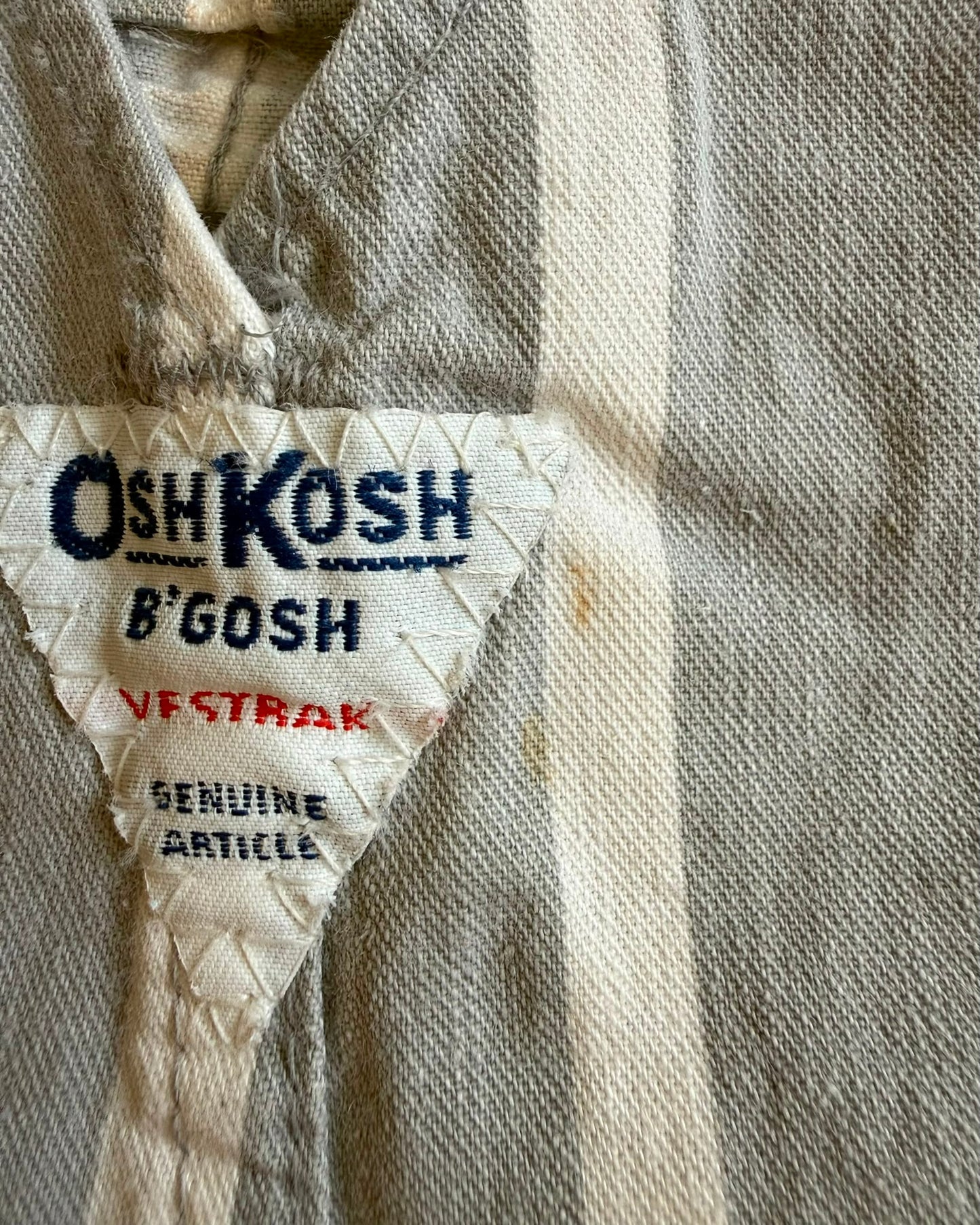 Vintage OshKosh B'Gosh Grey Stripe Shortalls 4T