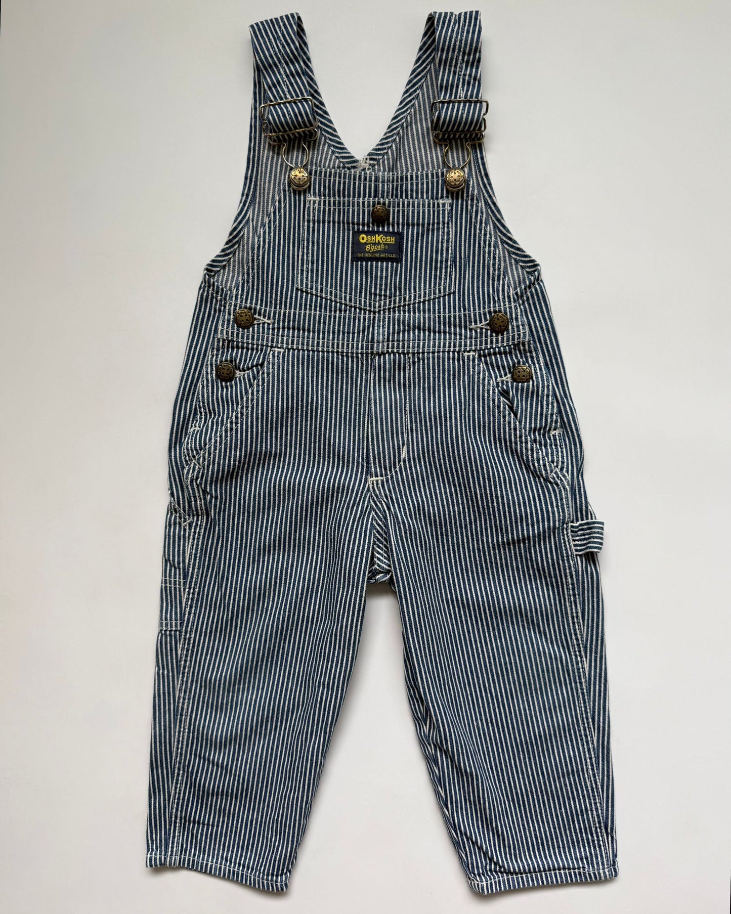 Vintage OshKosh B'gosh Blue Hickory Stripe Dungarees 2Y