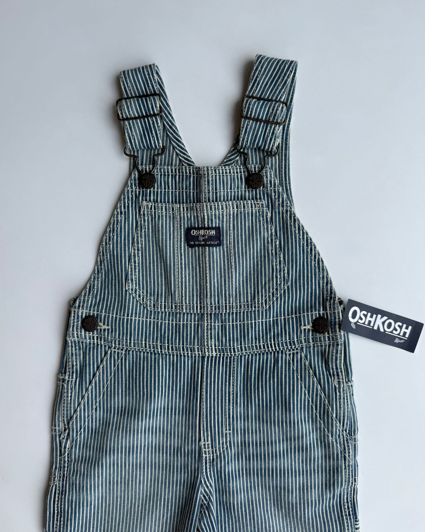 OshKosh B’gosh Hickory Stripe Dungarees BNWT 3T Blue White