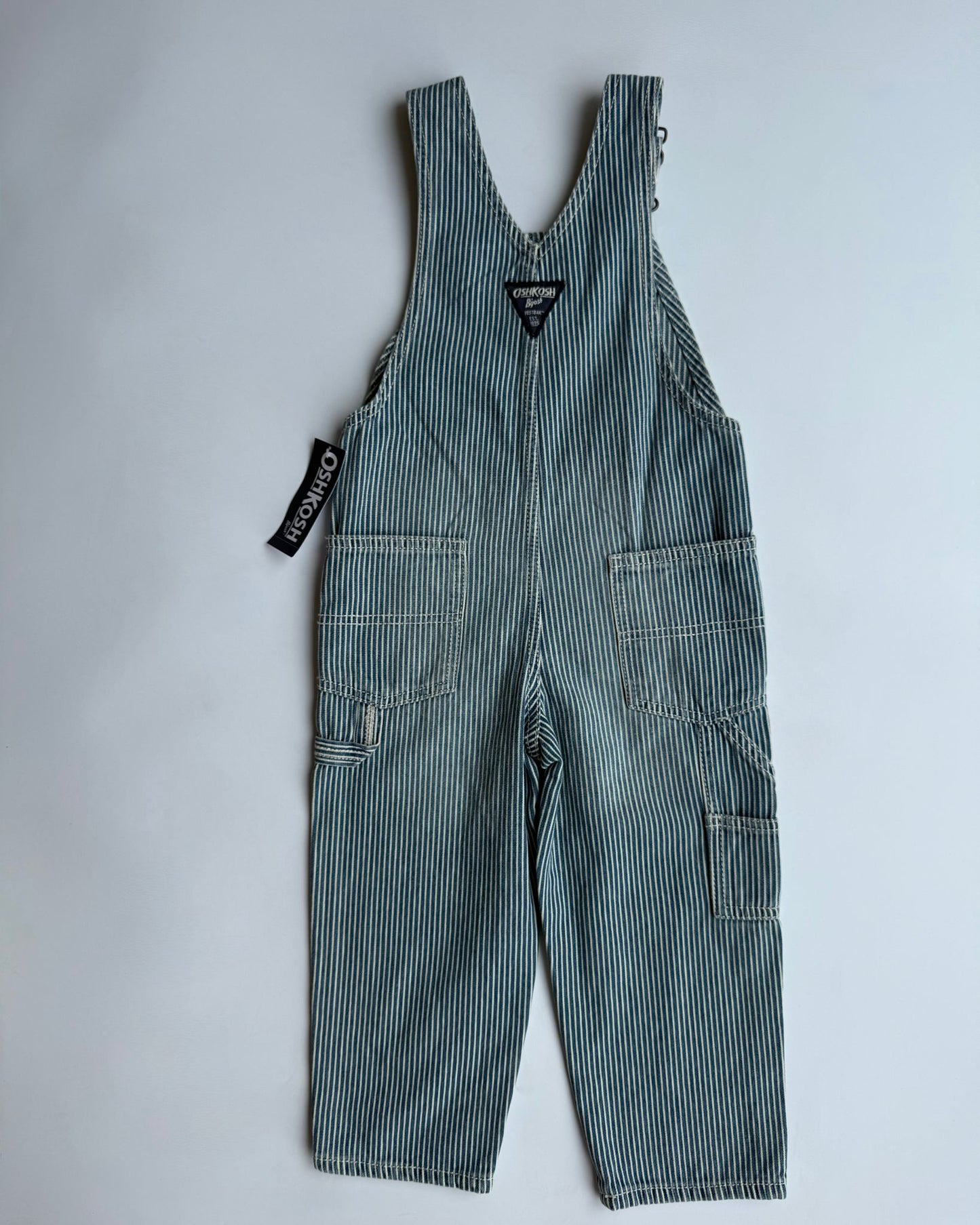 OshKosh B’gosh Hickory Stripe Dungarees BNWT 3T Blue White