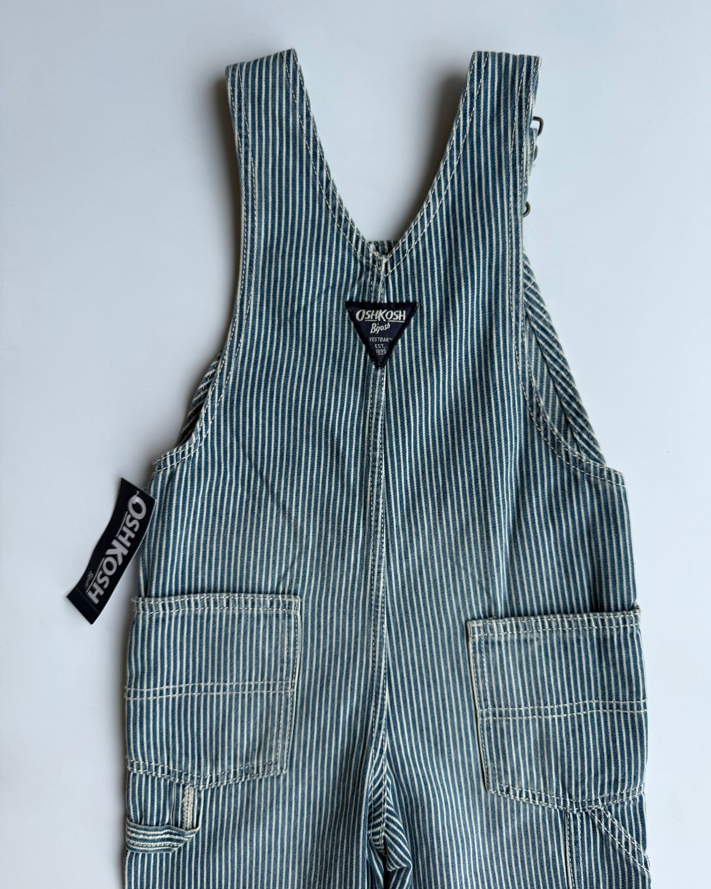 OshKosh B’gosh Hickory Stripe Dungarees BNWT 3T Blue White