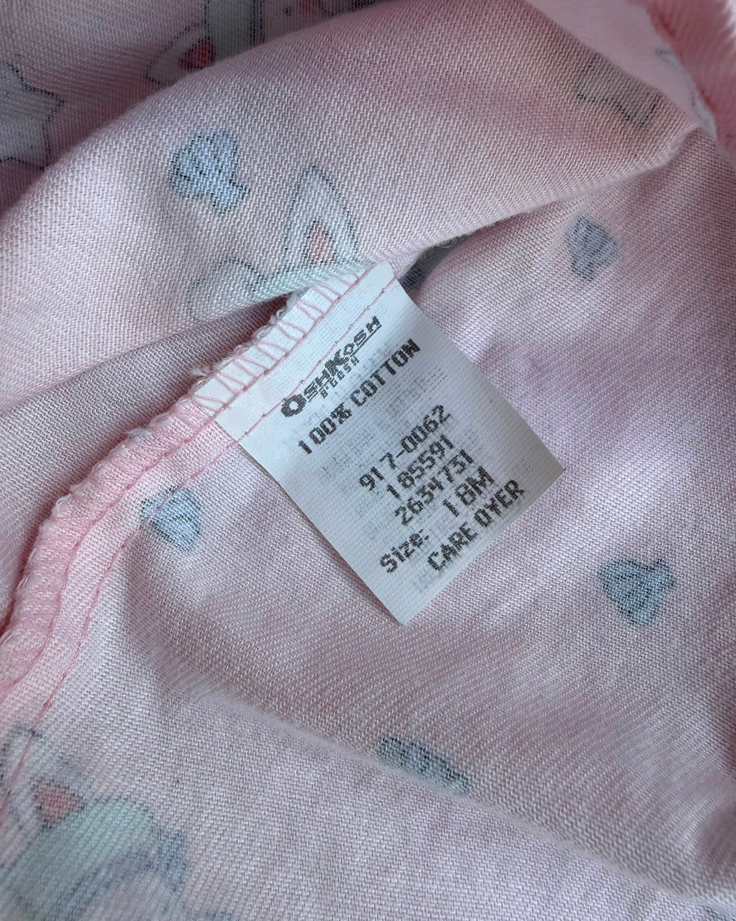 Vintage OshKosh B'gosh Bunny Rabbit Sailor Print Dress Pink Pastel