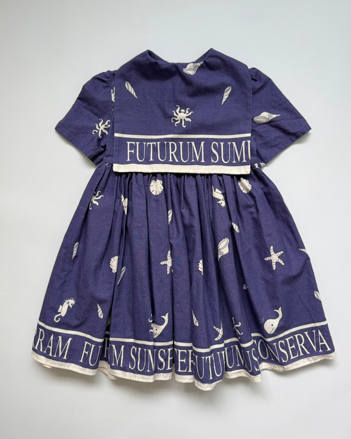 Vintage Poppy Nautical Sailor Dress Blue White Whale Seahorse Ocean Print 2Y