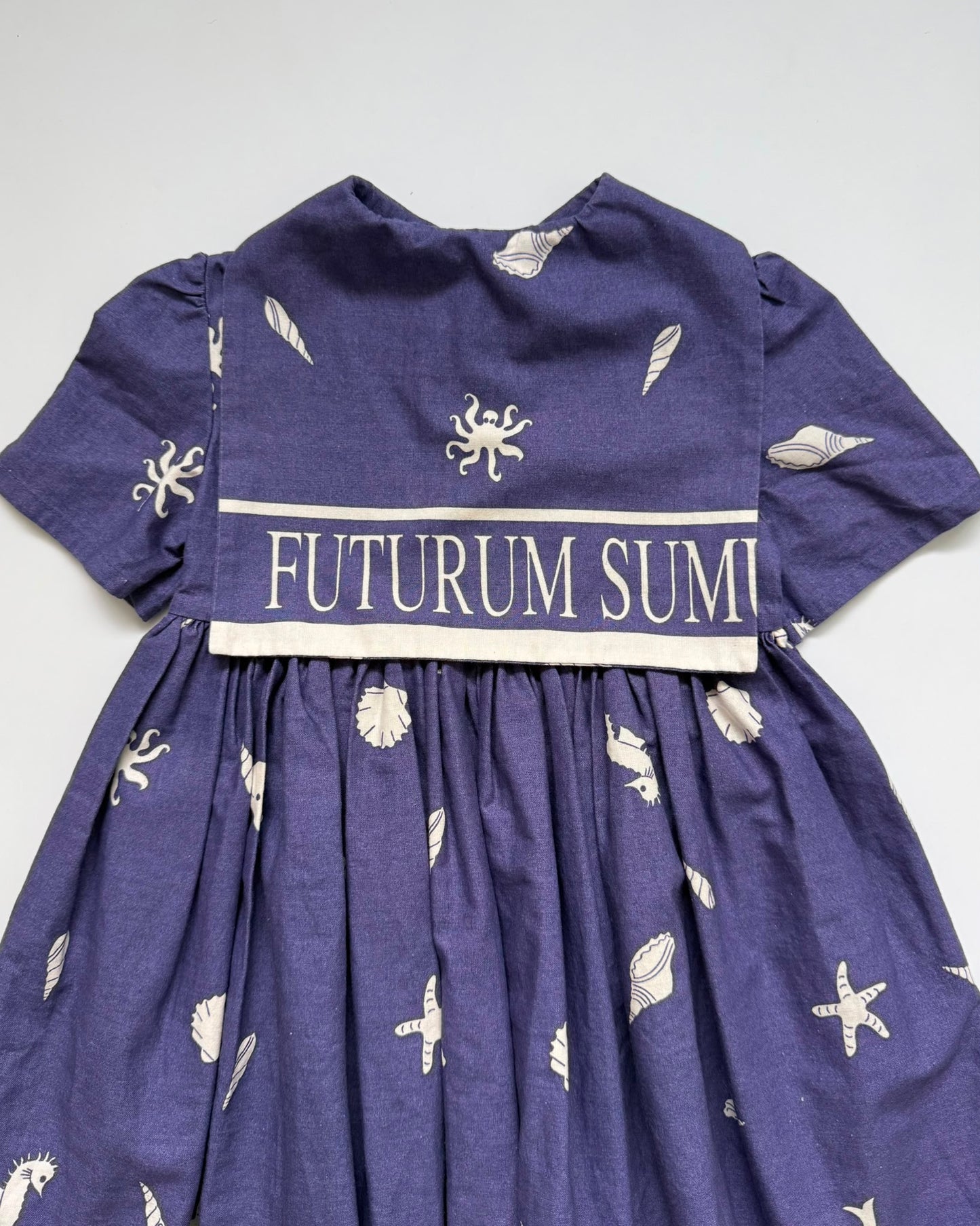 Vintage Poppy Nautical Sailor Dress Blue White Whale Seahorse Ocean Print 2Y